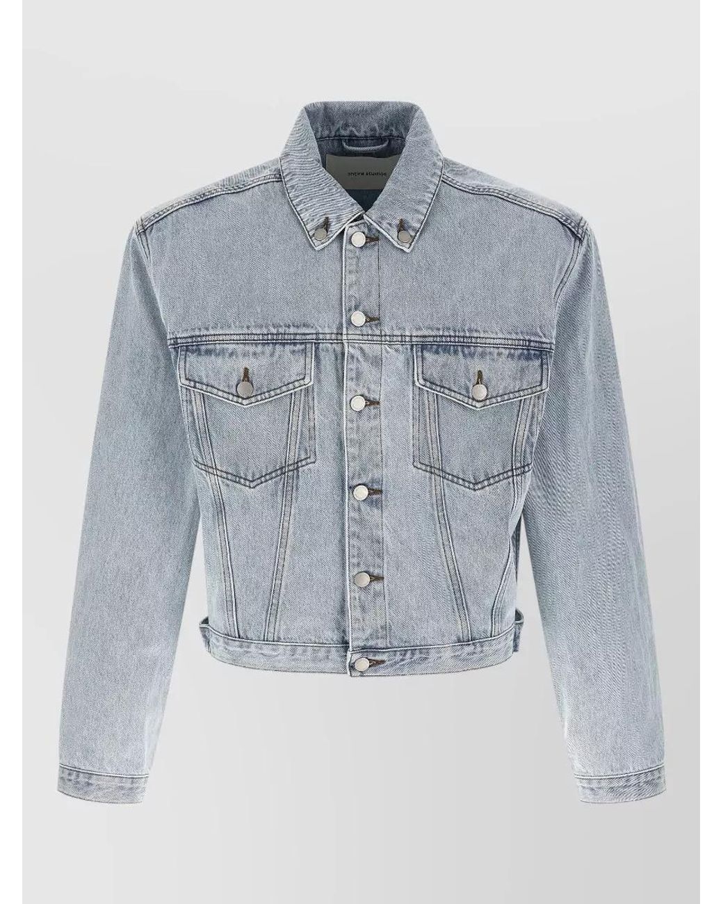 Entire studios Blue Denim Contrast Stitch Oversized Shirt Jacket for men