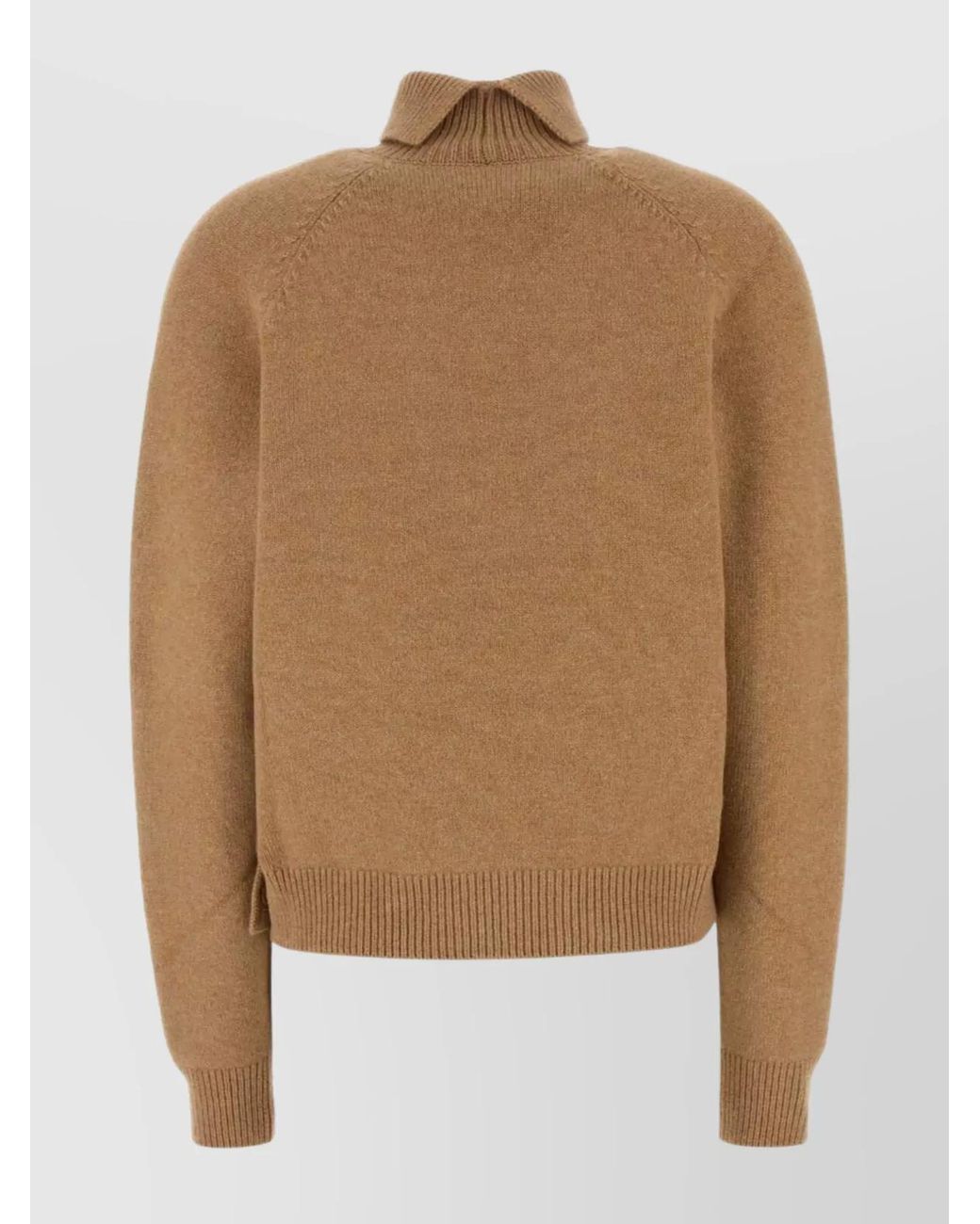Fendi Brown Cashmere Blend Ribbed Roll Neck Jumper