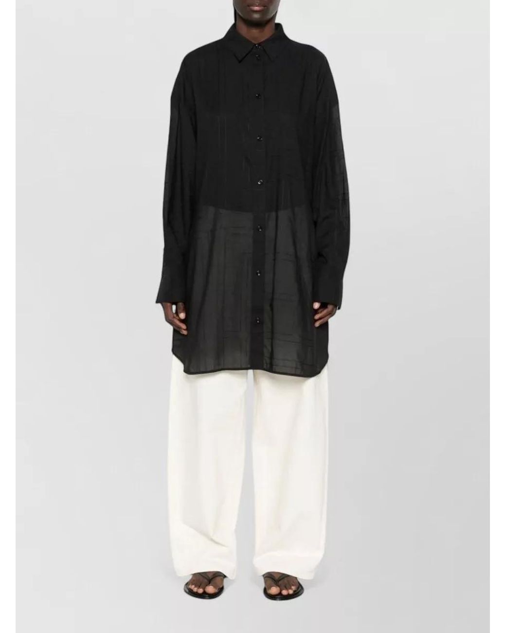Totême Black Oversized Monogram Cotton Shirt