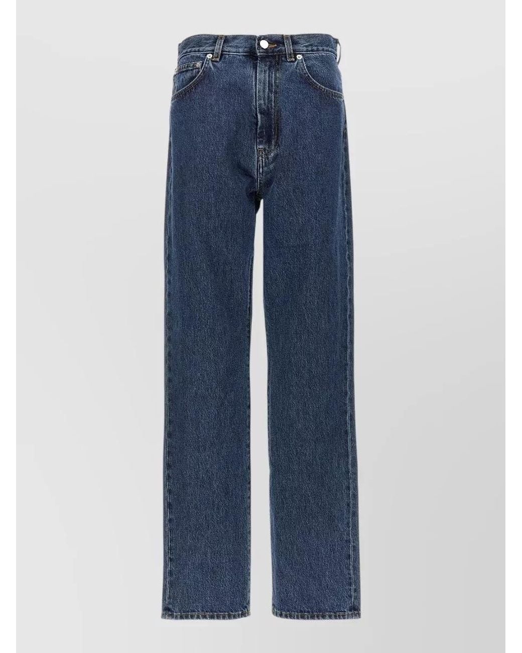 Loulou de Saison Blue Organic Cotton High-Rise Straight-Leg Jeans