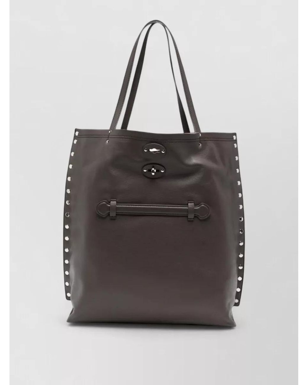 Zanellato Black Calf Leather Studded Shoulder Bag