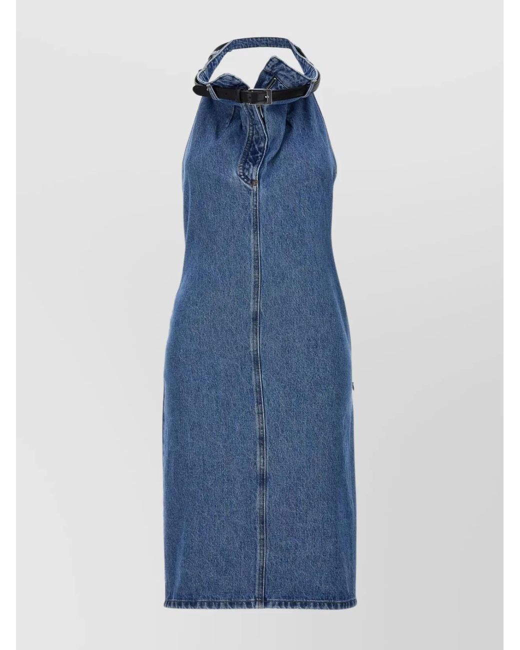 Coperni Blue Halterneck Cotton Midi Dress