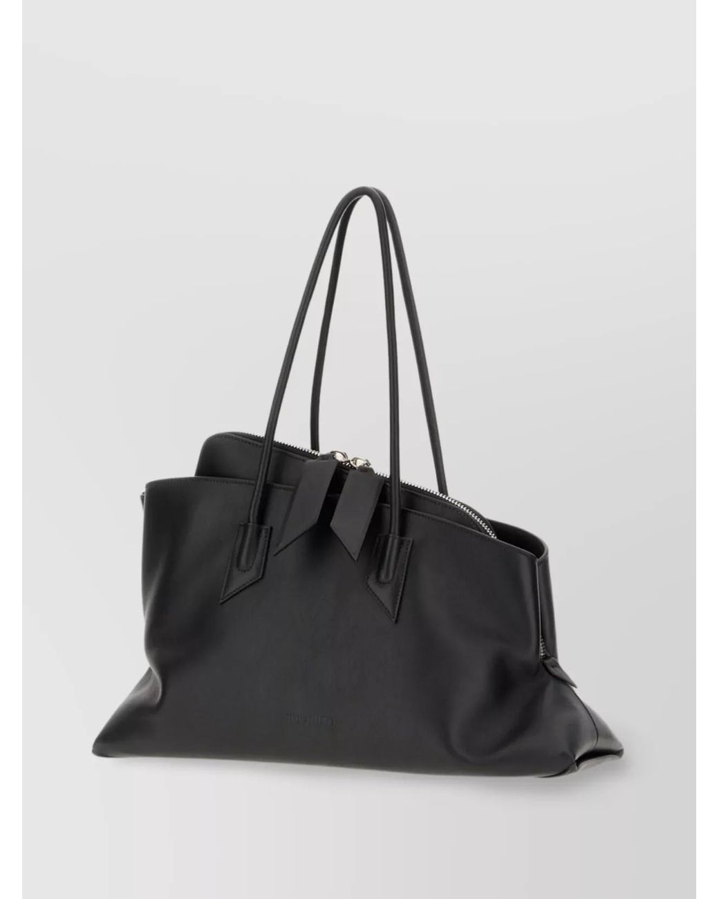 The Attico Black Medium Leather Shoulder Bag