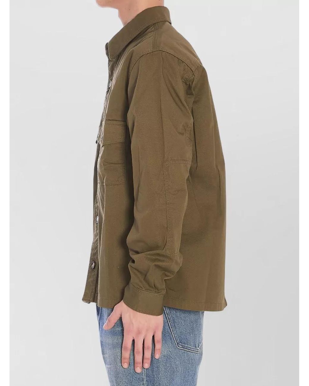 Saint Laurent Green Cotton Twill Overshirt for men