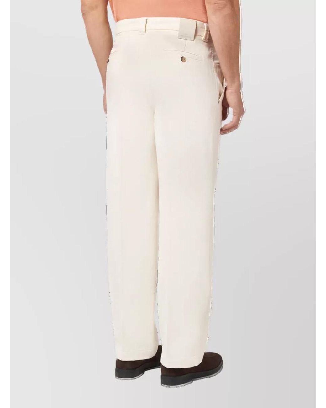 Paul & Shark White Cotton Wide-Leg Trousers for men