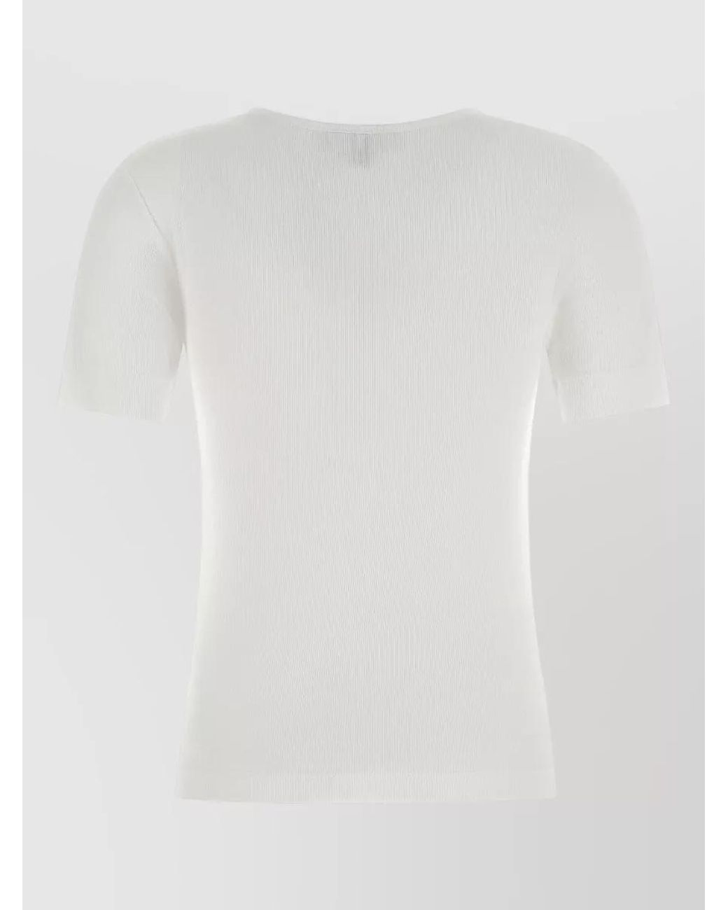Ganni White Ribbed Cotton Short-Sleeve T-Shirt