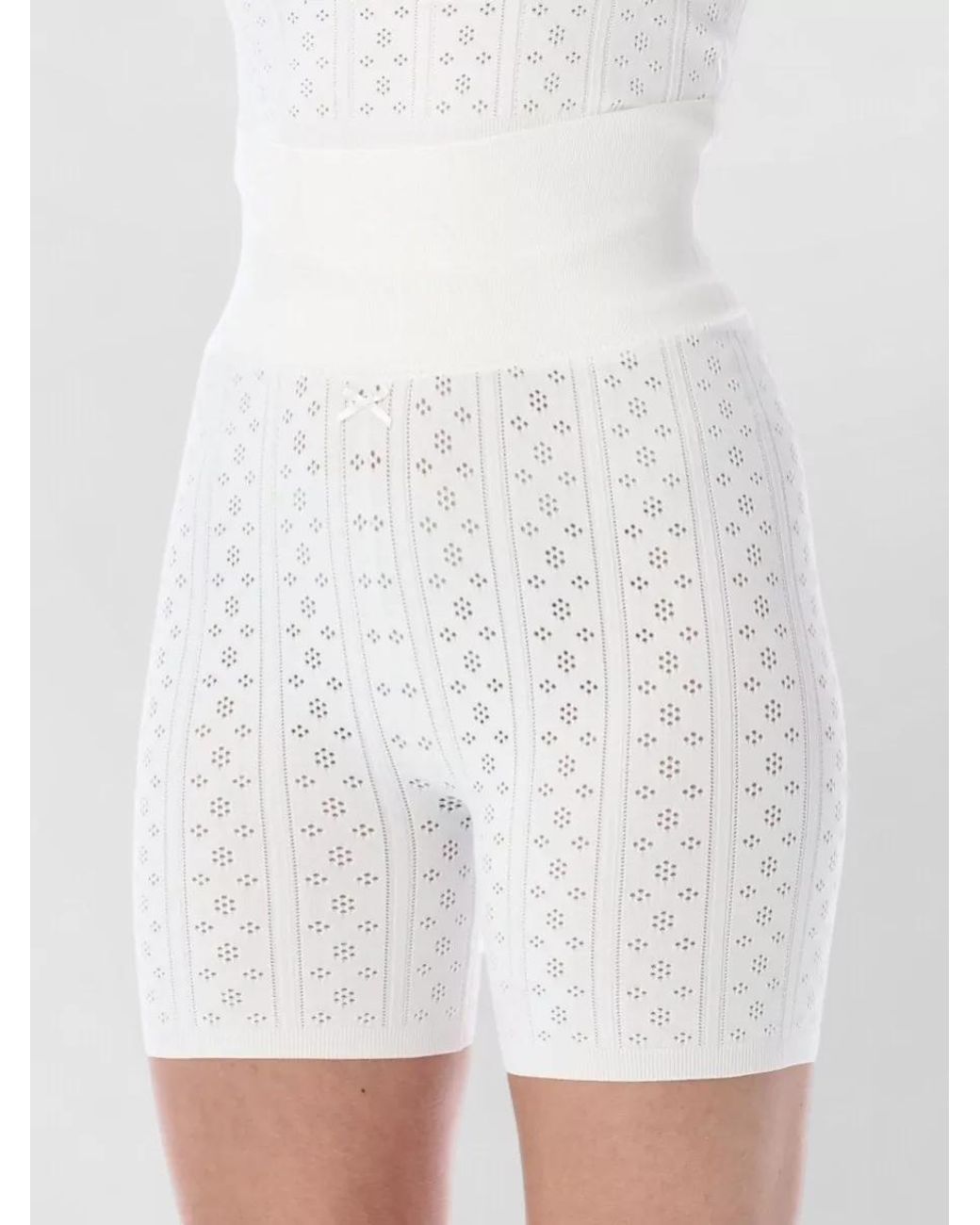 J.W. Anderson White Pointelle Knit Fitted Cycling Shorts