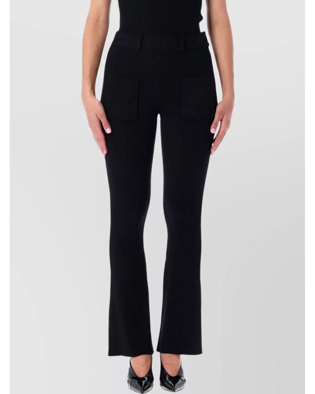 Courreges Black Ribbed Flared Trousers