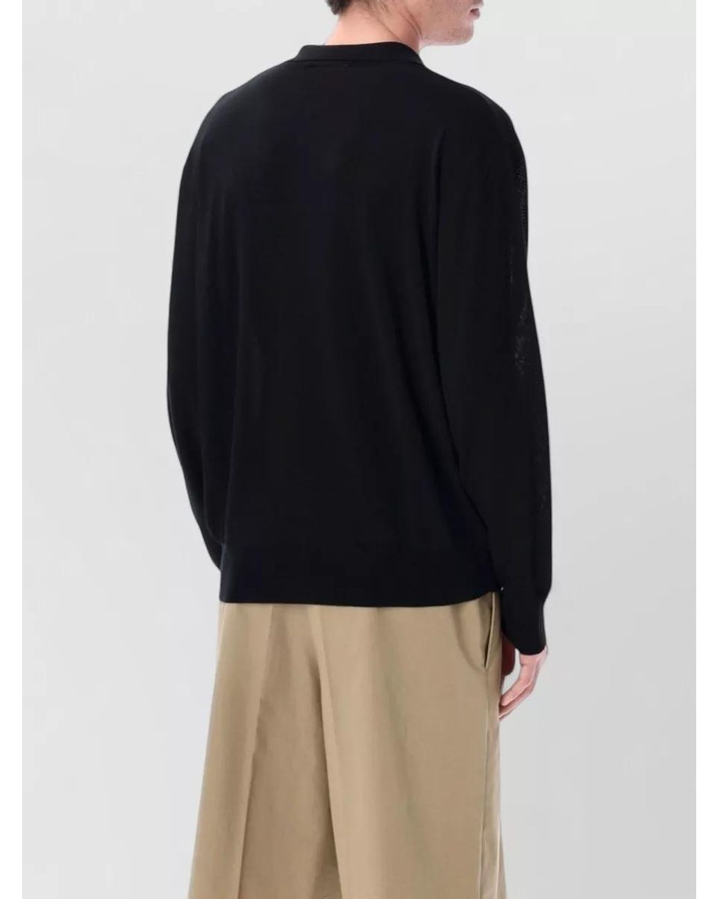 Roberto Collina Blue Ribbed Long-Sleeve Polo Sweater for men