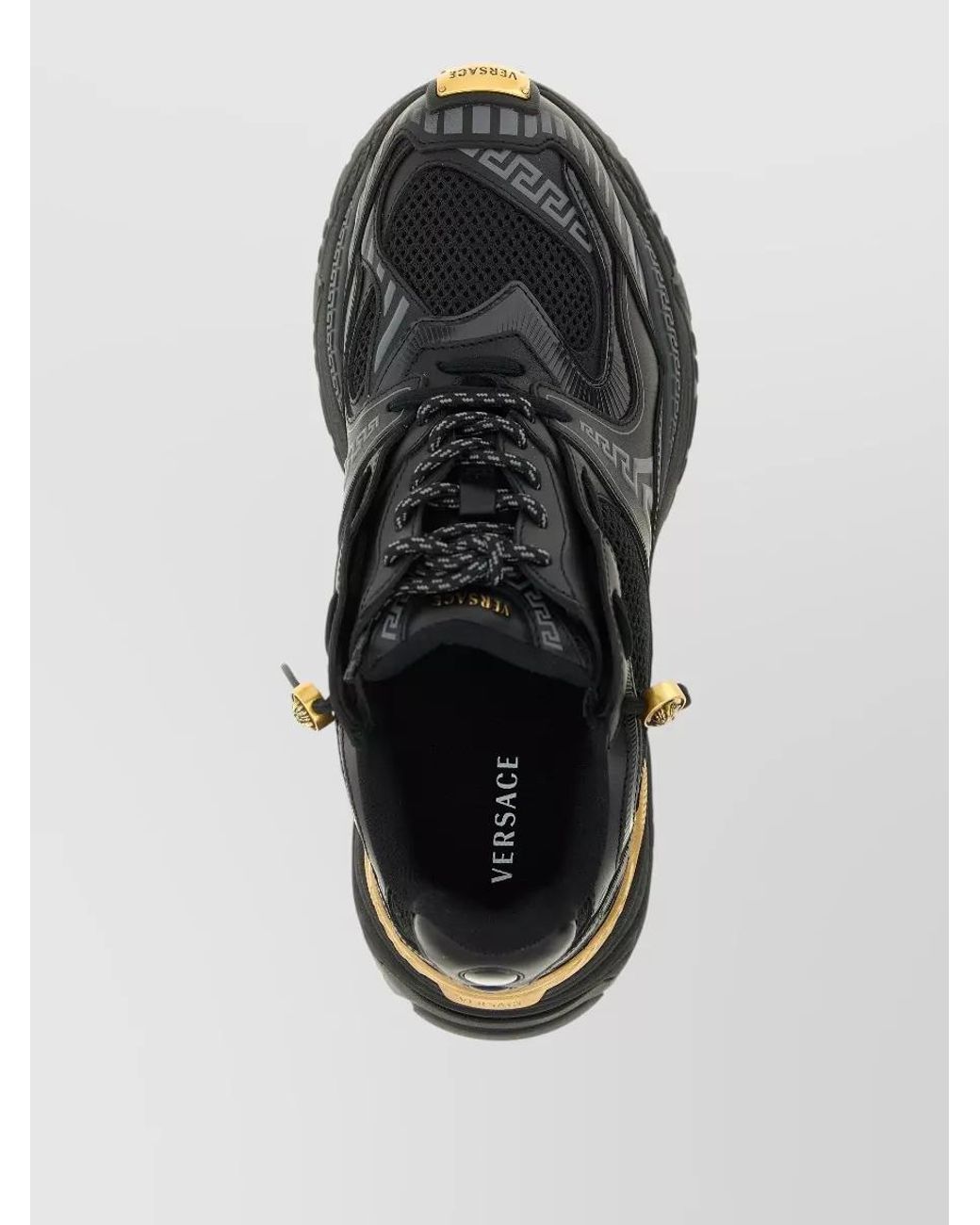 Versace Black Leather Low-Top Sneakers for men