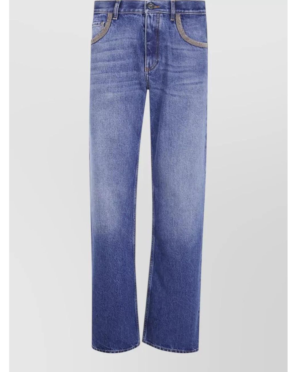 Etro Blue Straight-Leg Jeans for men