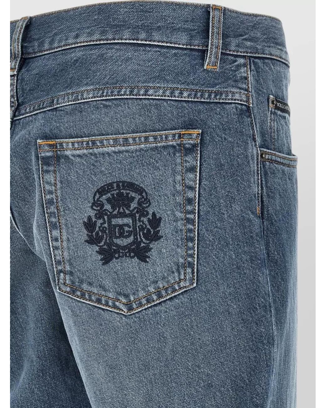 Dolce & Gabbana Blue Cotton Straight-Leg Regular-Fit Jeans for men
