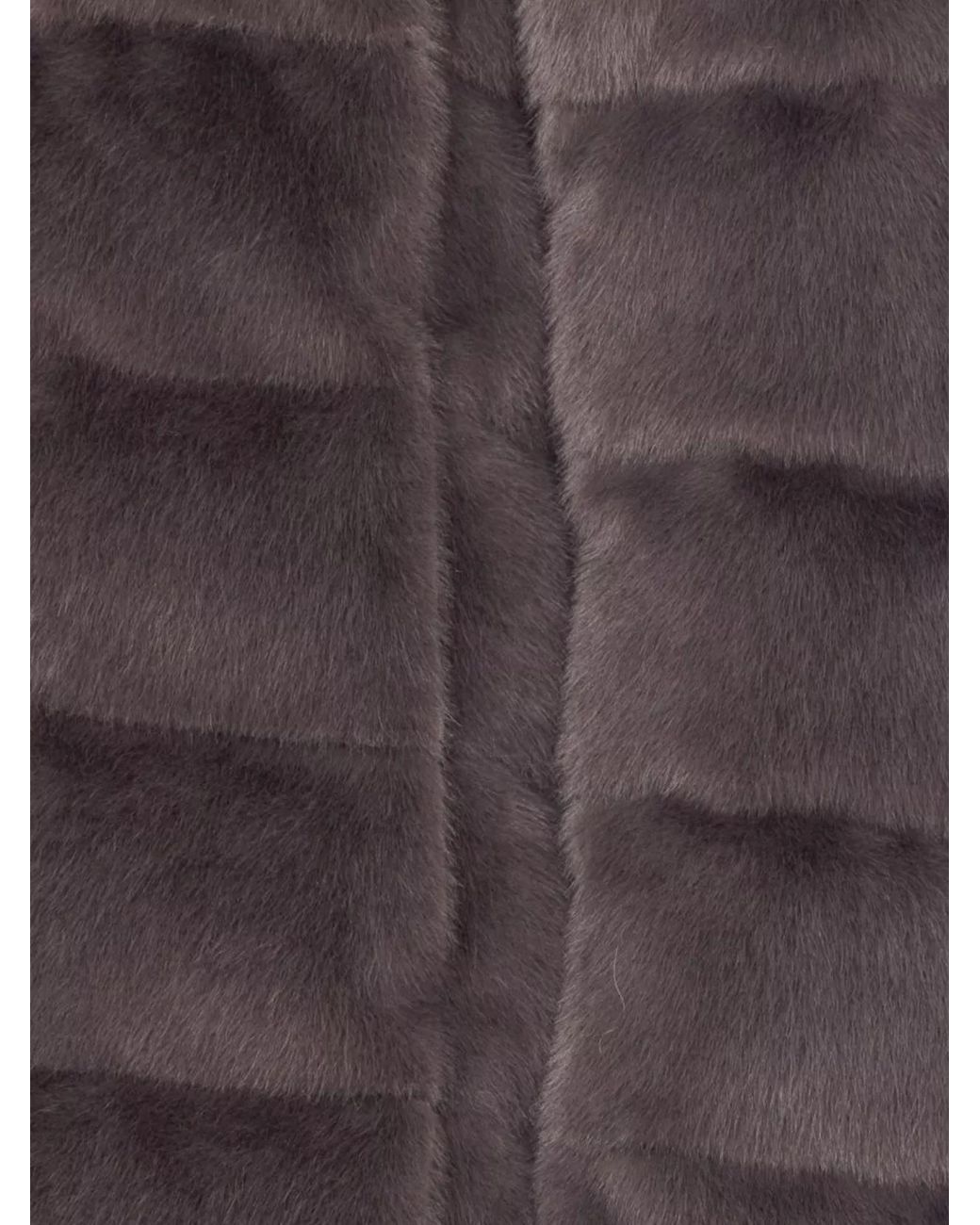 Herno Gray Faux Fur High Neck Down Jacket