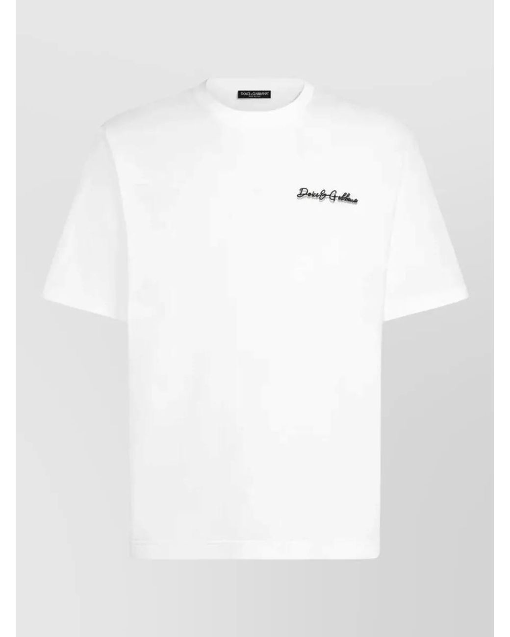 Dolce & Gabbana White Cotton Regular-Fit Crew-Neck Short-Sleeve T-Shirt for men