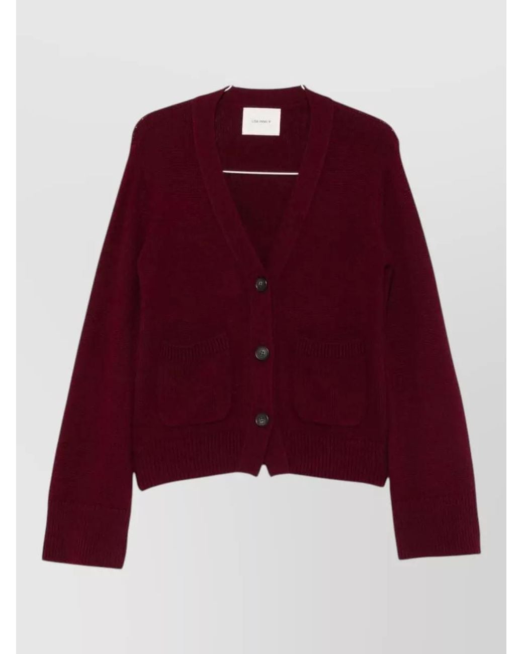 Lisa Yang Red Cashmere Ribbed V-Neck Cardigan