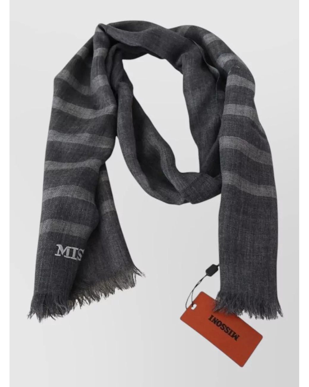 Missoni Black Striped Wool Scarf for men