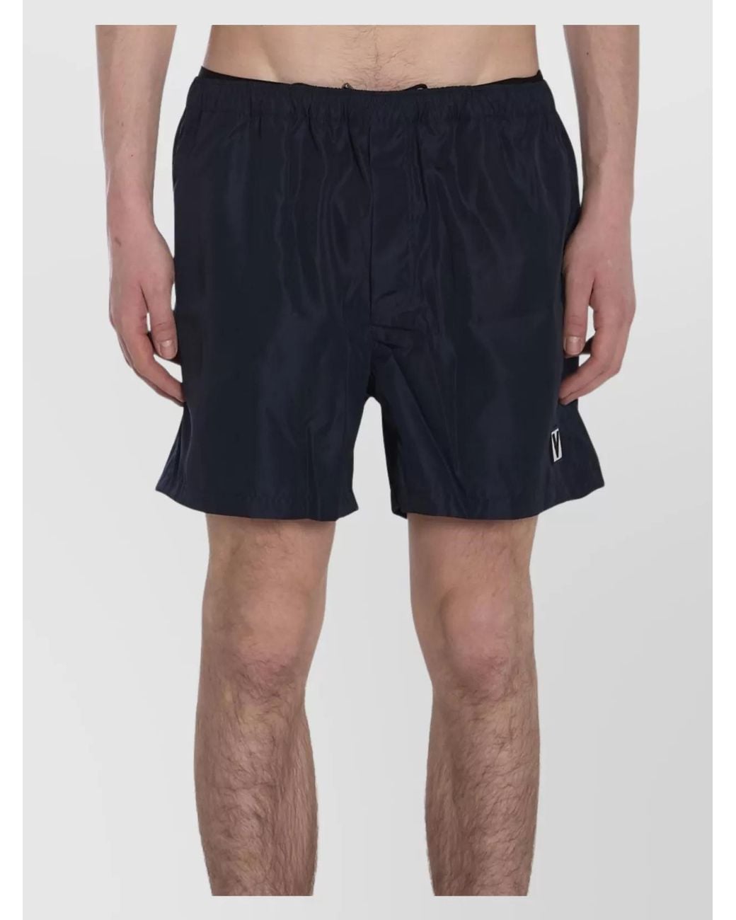 Valentino Garavani Blue Logo-Patch Swim Shorts for men