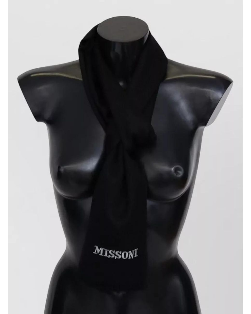 Missoni Black Wool Logo Scarf for men