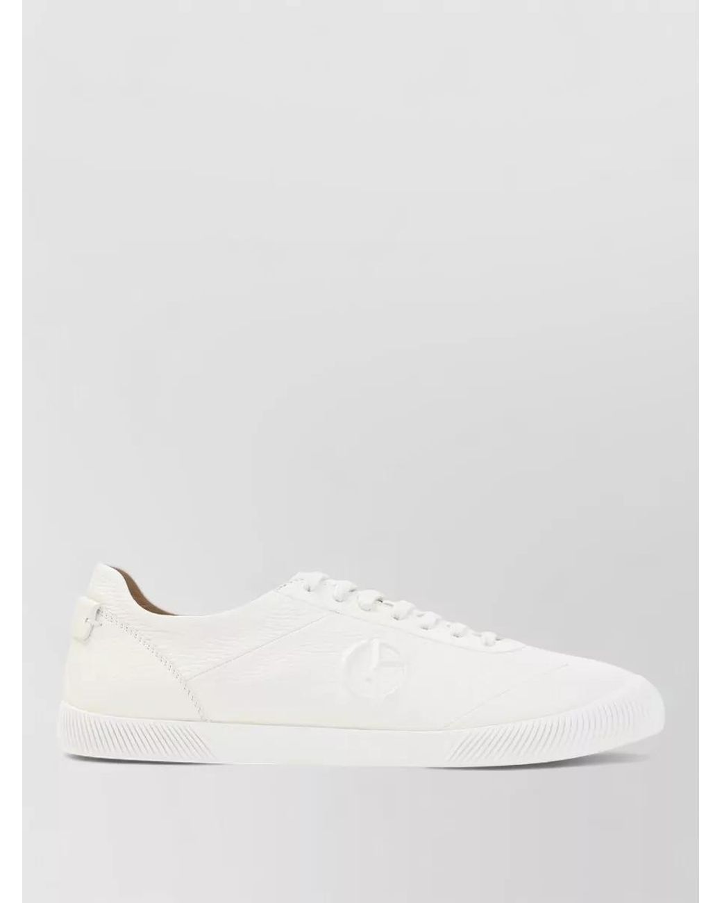 Giorgio Armani White Leather Low-Top Lace-Up Sneakers for men