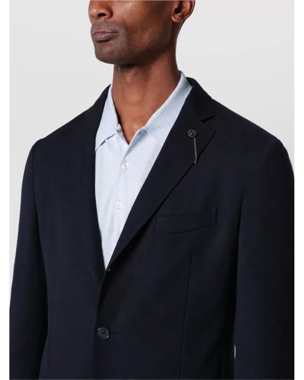 Santaniello Blue Single-Breasted Wool Jacket for men