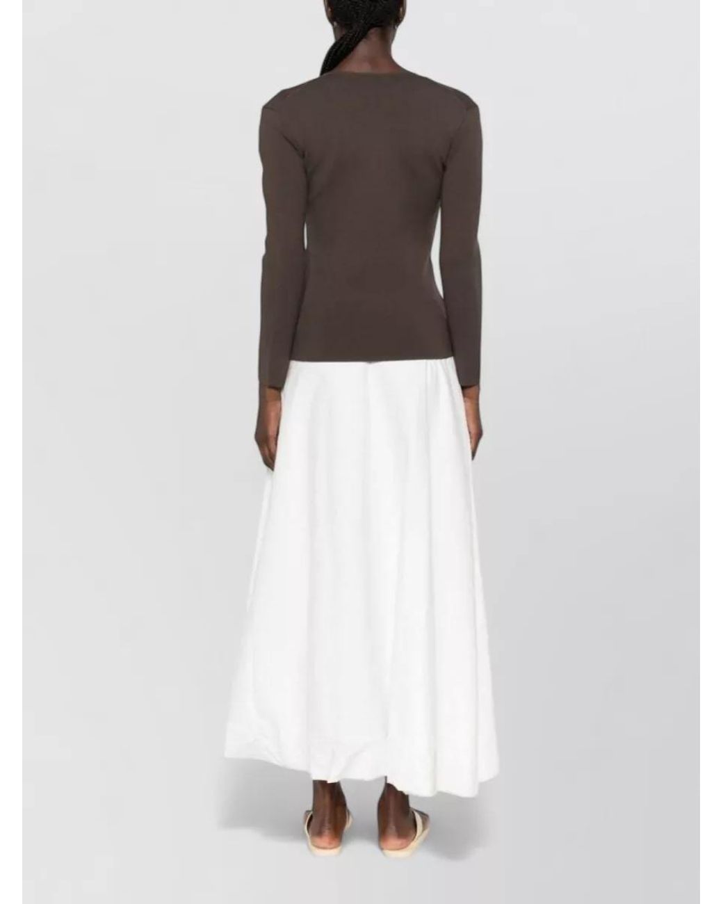 Totême  Brown Ribbed Slim-Fit V-Neck Knitted Top