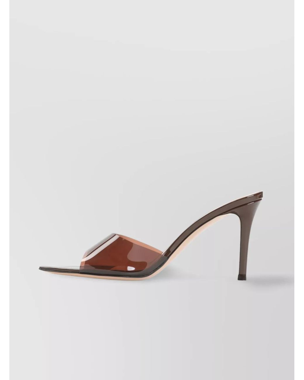 Gianvito Rossi Brown Plexiglass Mules