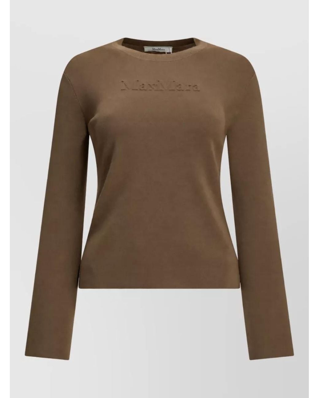 Max Mara Brown Virgin Wool Round Neck Jumper