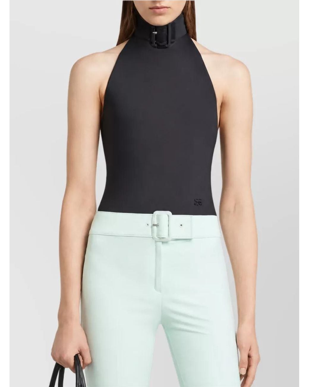 Courreges Black Buckle One-Piece Swimsuit