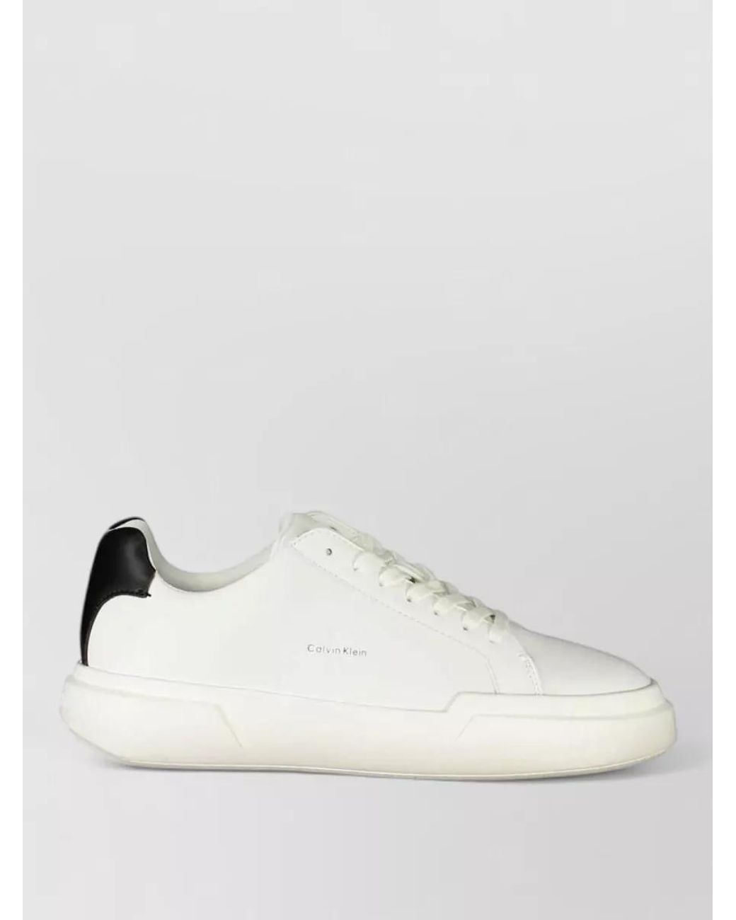 Calvin Klein White Leather Lace-Up Sneakers