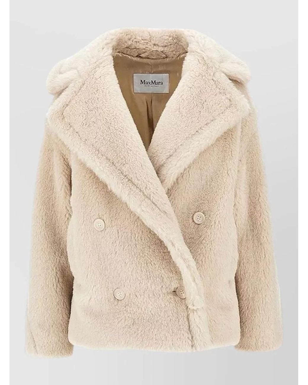 Max Mara Natural Alpaca Wool Silk Double-Breasted Coat