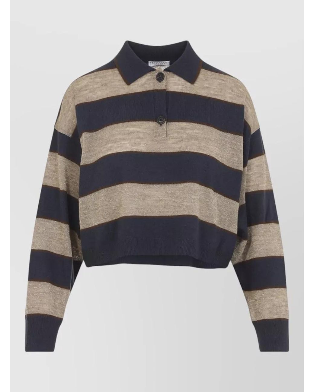 Brunello Cucinelli Blue Half-Button Polo Top