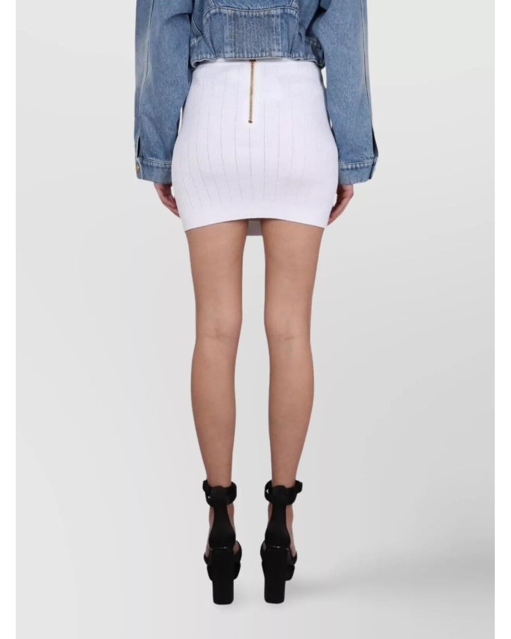 Balmain Blue High-Rise Knit Mini Skirt