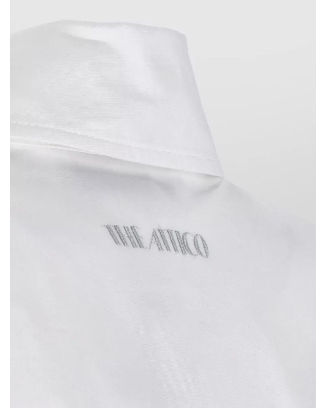 The Attico White Asymmetric Cotton Mini Shirt Dress