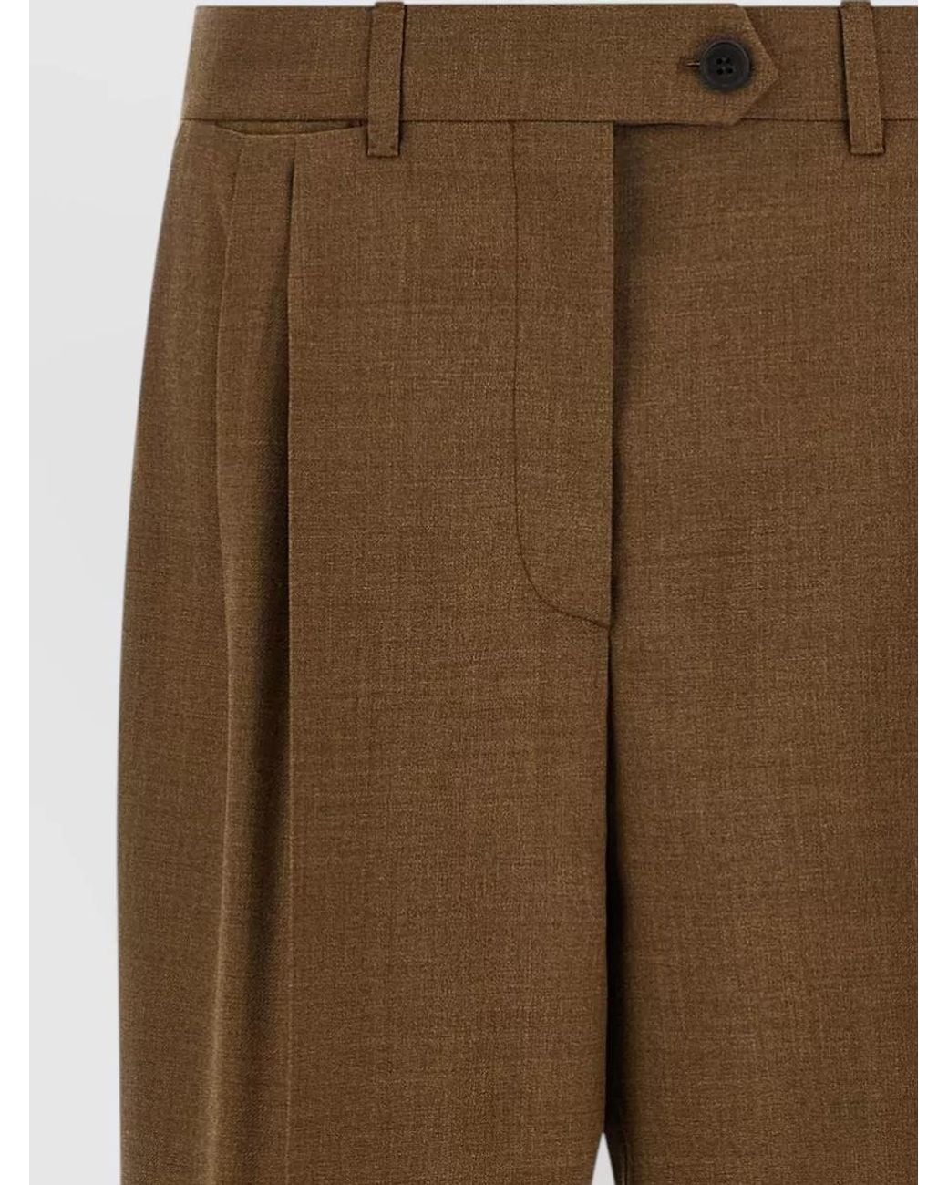 Prada Brown High-Rise Wide-Leg Wool Tailored Trousers