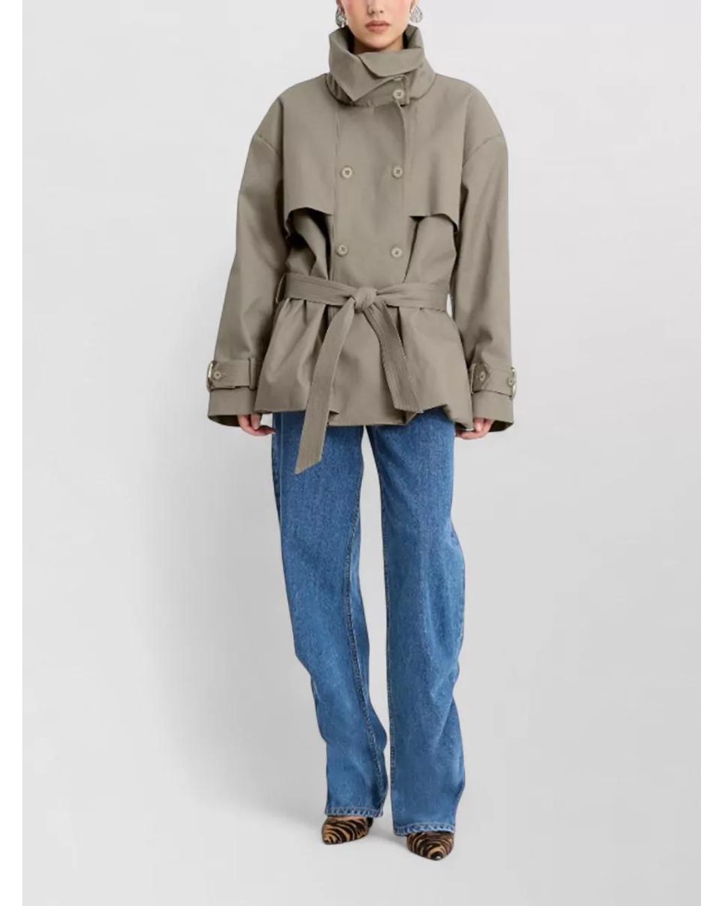 ROTATE BIRGER CHRISTENSEN White Cotton Short Double-Breasted Trench Coat