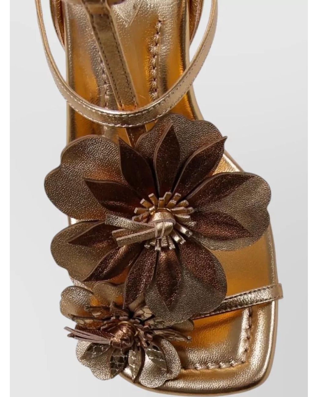 Zimmermann Metallic Leather Floral Appliqué High-Heel Sandals