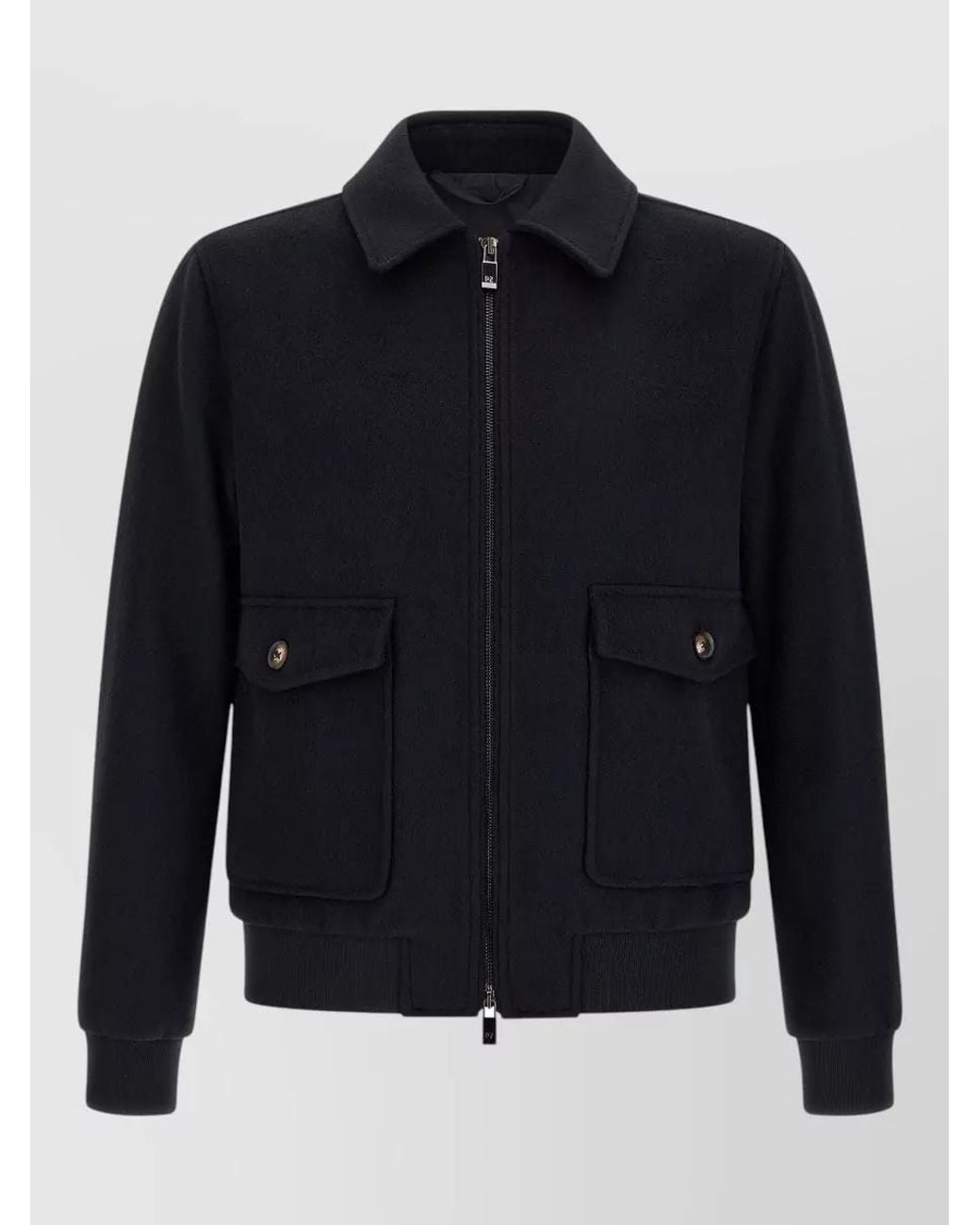 Pal Zileri Blue Wool Single-Breasted Bomber Jacket for men