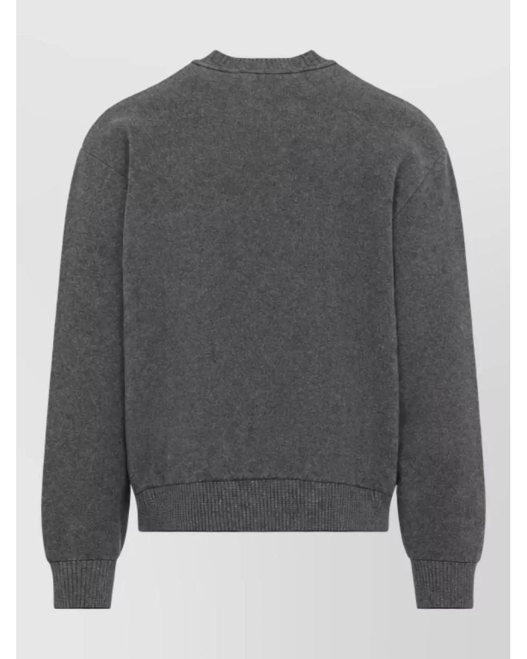 Jacquemus Gray Cashmere Merino Wool Ribbed Crew-Neck Sweater for men