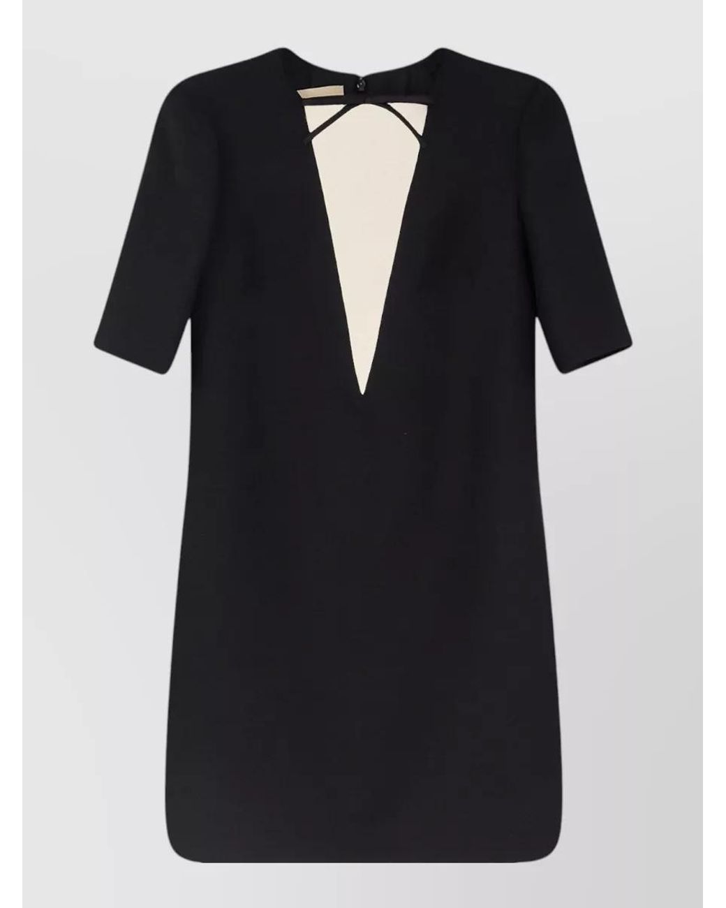 Valentino Black Virgin Wool And Silk Short-Sleeve Square-Neck Mini Dress