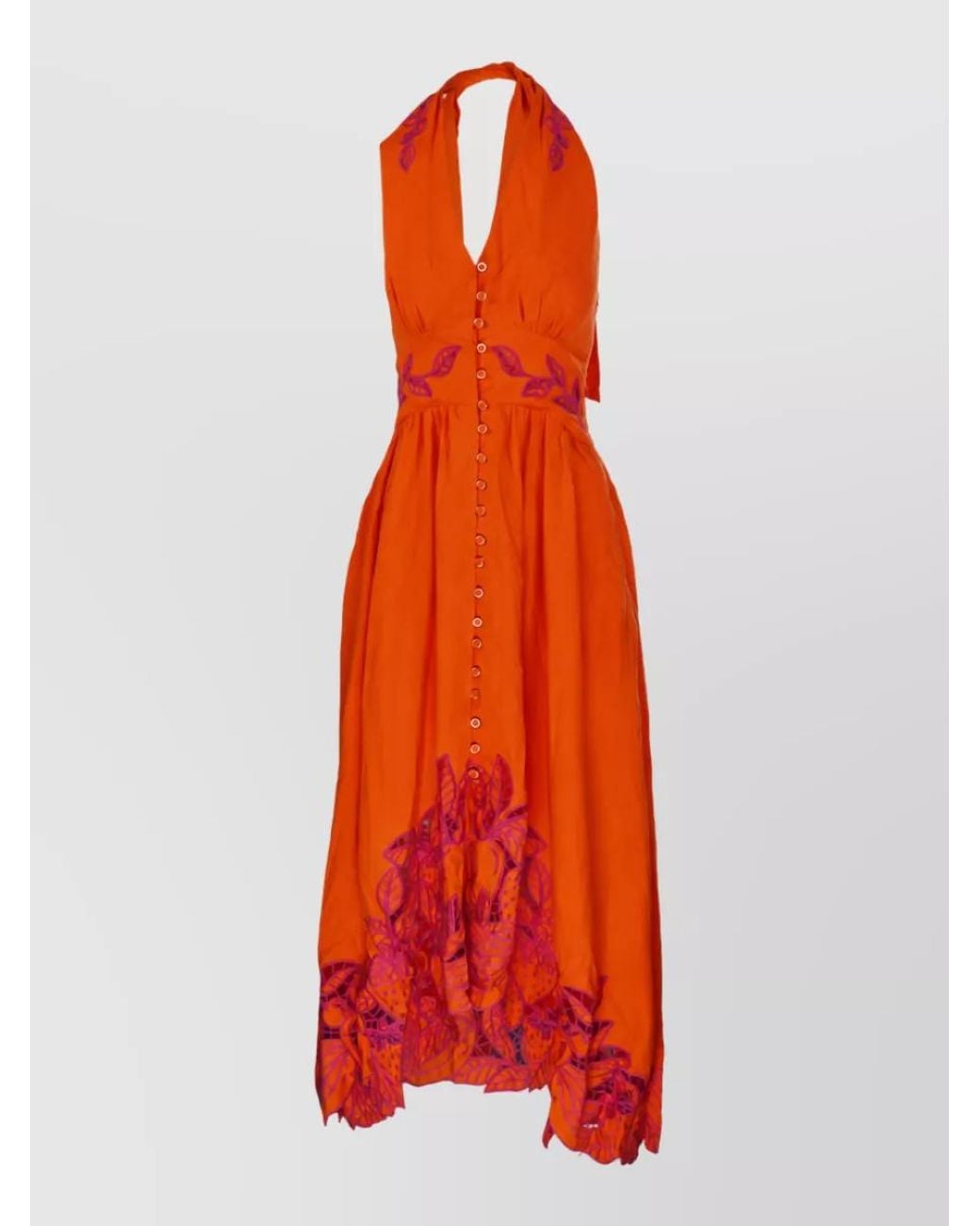 Farm Rio Red Linen Buttoned Maxi Dress