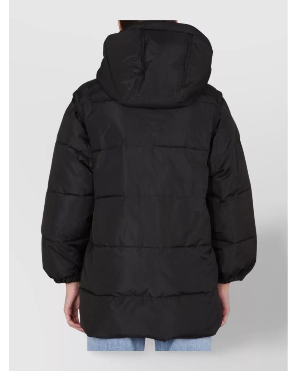 Patou Black Quilted Parka With High Collar And Hood