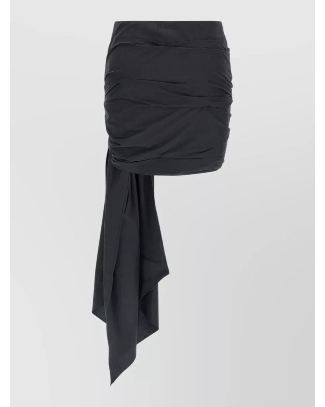 The Attico Black Cotton Draped Mini Skirt