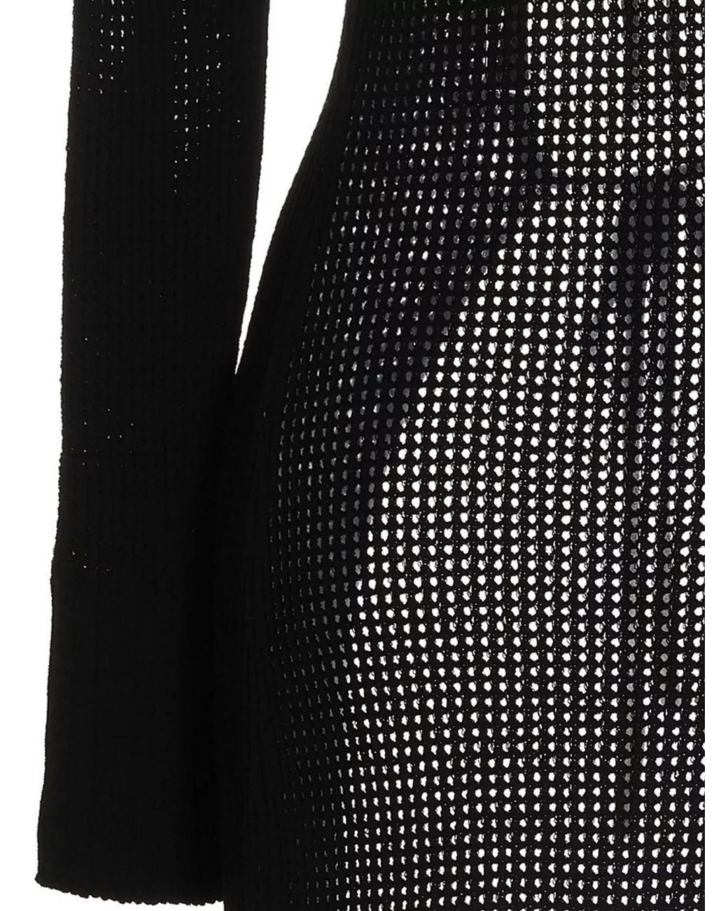 ANDREADAMO Black Openwork Long Knitted Dress
