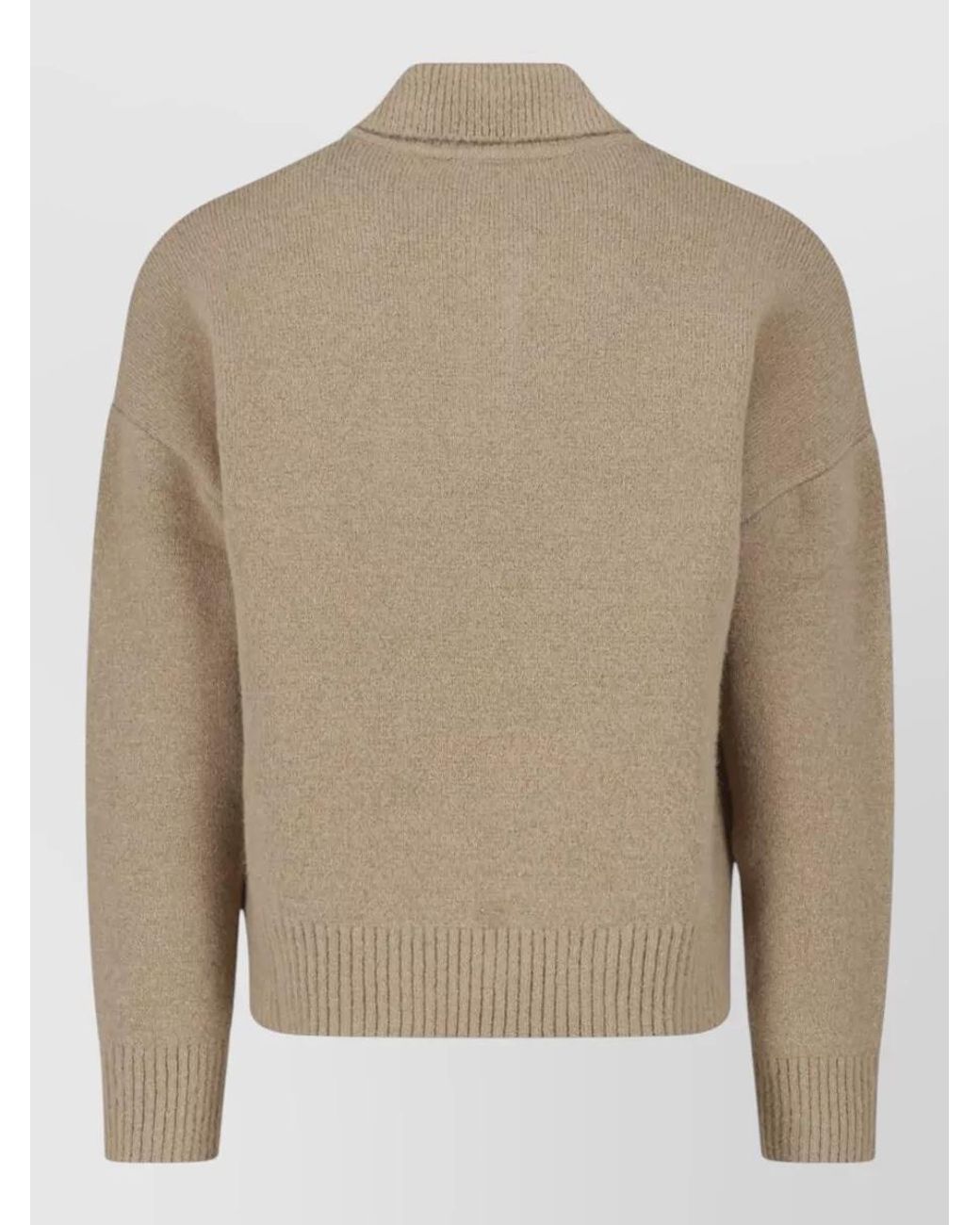 AMI Natural Alpaca-Blend Long-Sleeve Polo Sweater for men