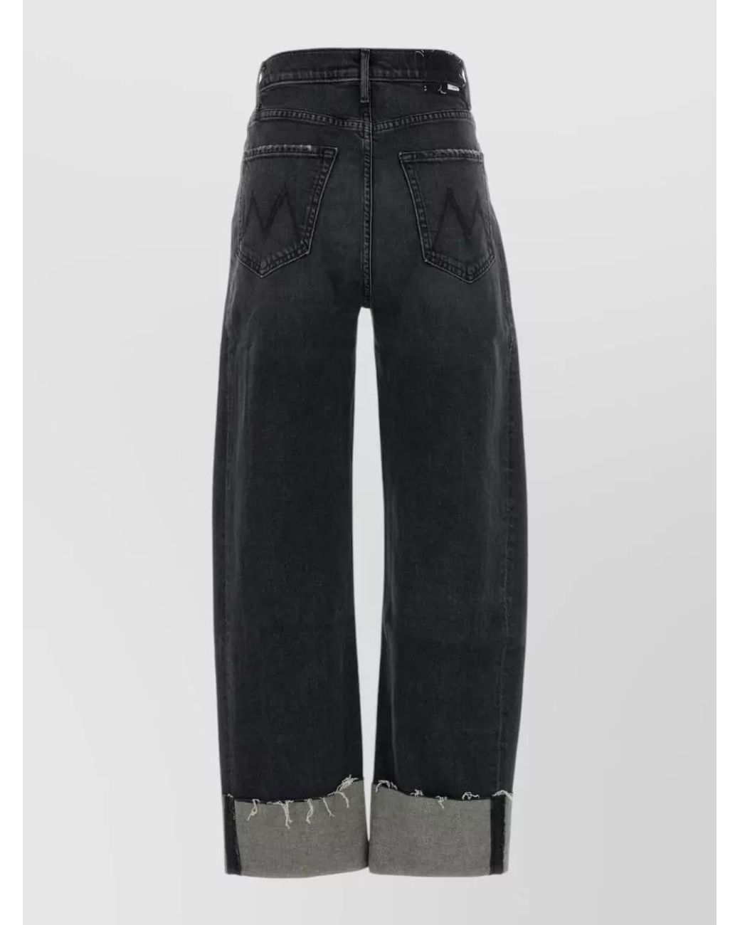 Mother Blue High-Rise Cropped Wide-Leg Denim Jeans
