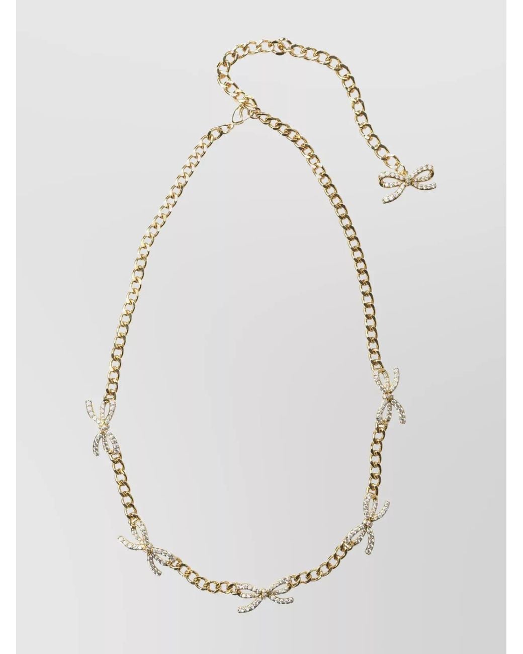 Self-Portrait White Crystal-Embellished Bow Necklace