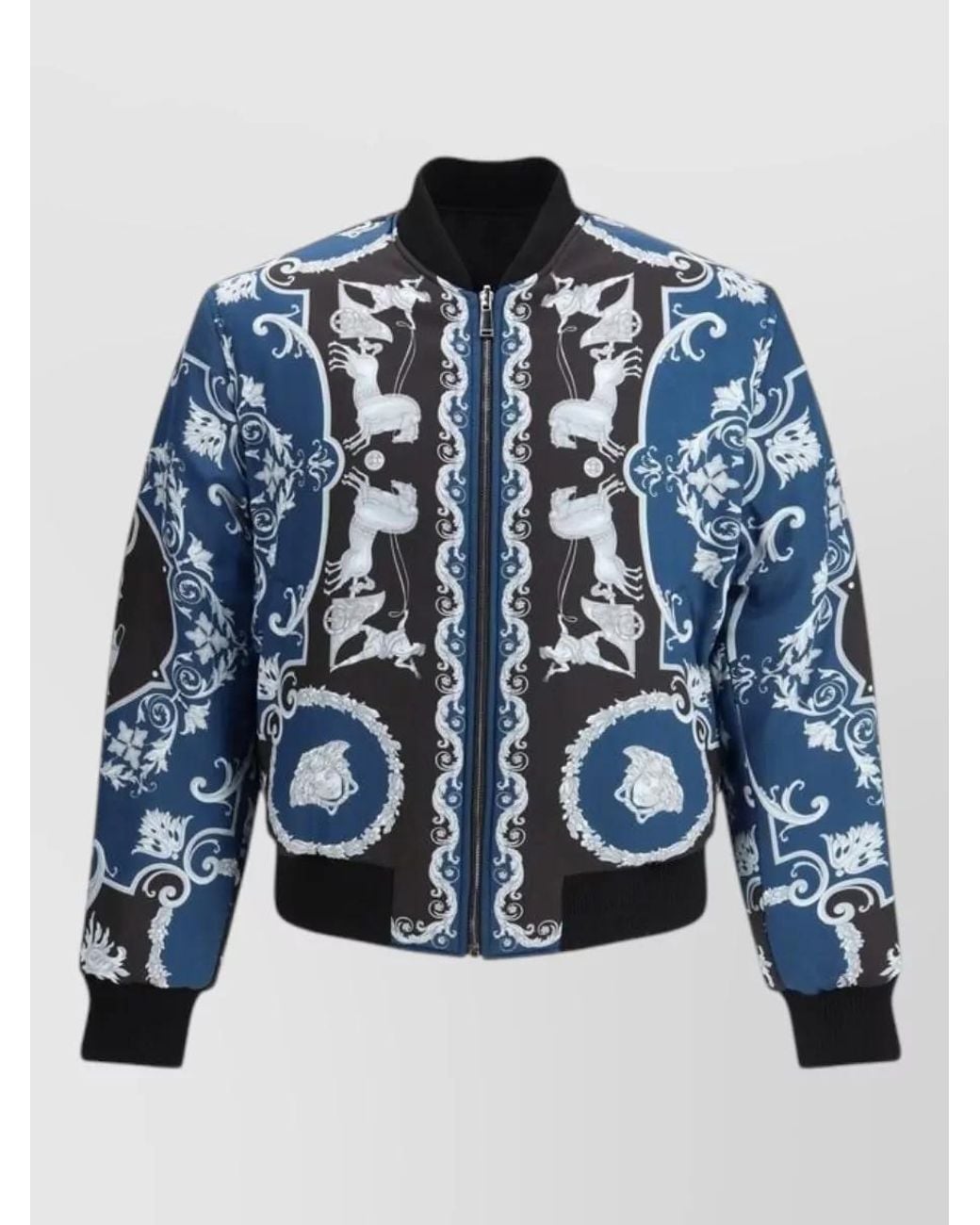 Versace Blue Polyamide Bomber Jacket for men