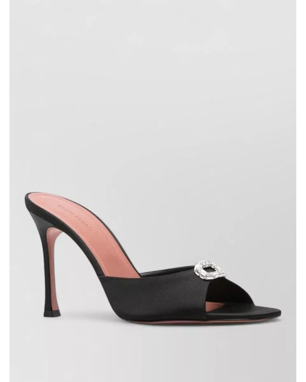 AMINA MUADDI Black Crystal-Embellished Leather Mules