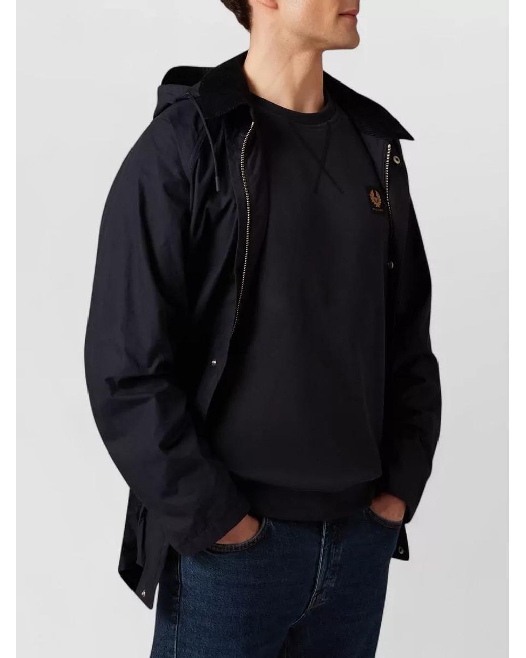 Belstaff Blue Cotton Ribbed Crew-Neck Sweatshirt for men