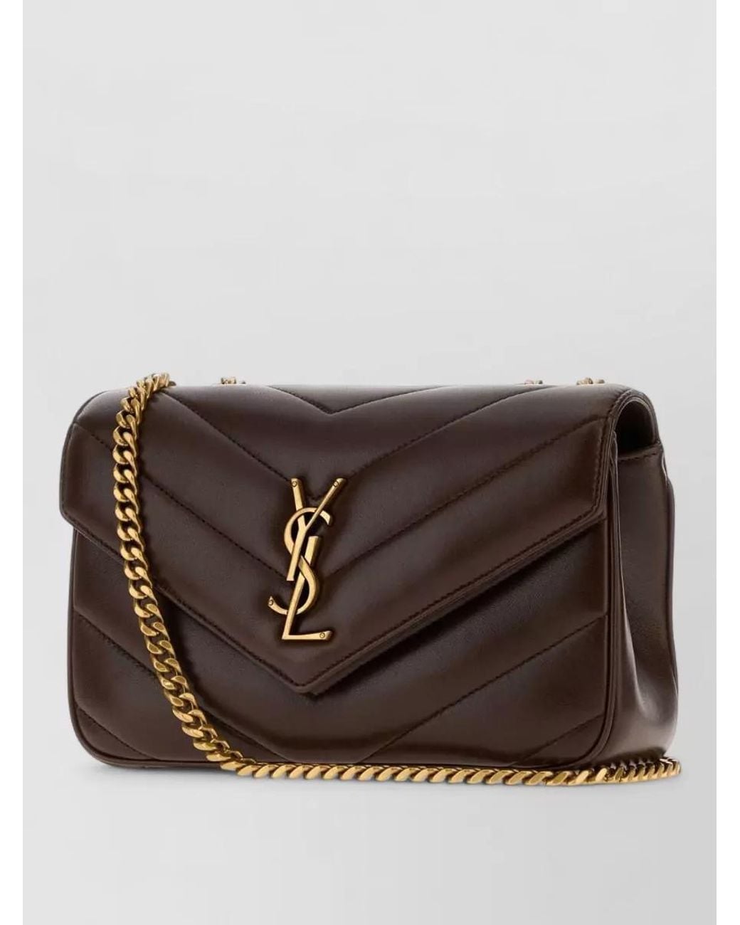 Saint Laurent Brown Loulou Small Leather Clutch Bag